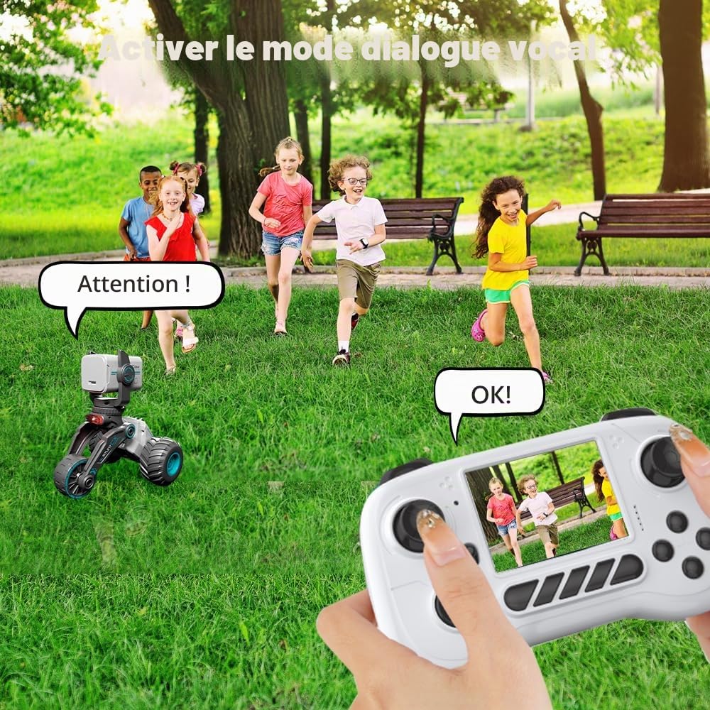 Voiture Télécommandée avec 1080p Caméra,Crawler Truck Télécommande avec écran,Jeux Extérieur Fonction de Conversation en Mode Vocal,Peut Prendre des Photos et des vidéos,pour Adultes et Enfants