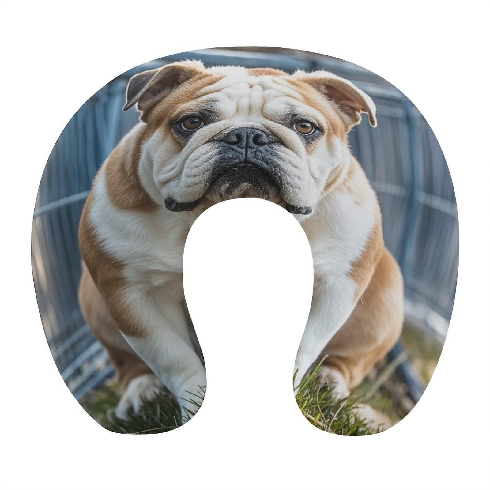 FekiLoot English Bulldogs Travel Pillow U Shaped Neck Pillow Comfortable Memory Foam Pillow Portable Soft Headrest Lightweight Neck and Head Support for Planes Trains Self-Driving Cars