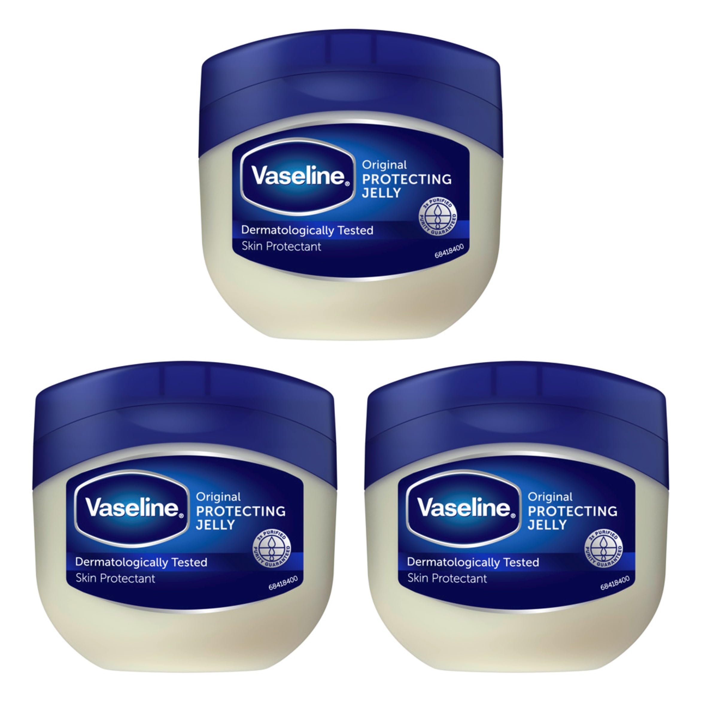 Vaseline Original Petroleum Jelly 250ml x3 – Intensive Moisturiser for Dry, Cracked Skin, Skin Protectant for Hydration & Barrier Care, Multi-Purpose Skincare
