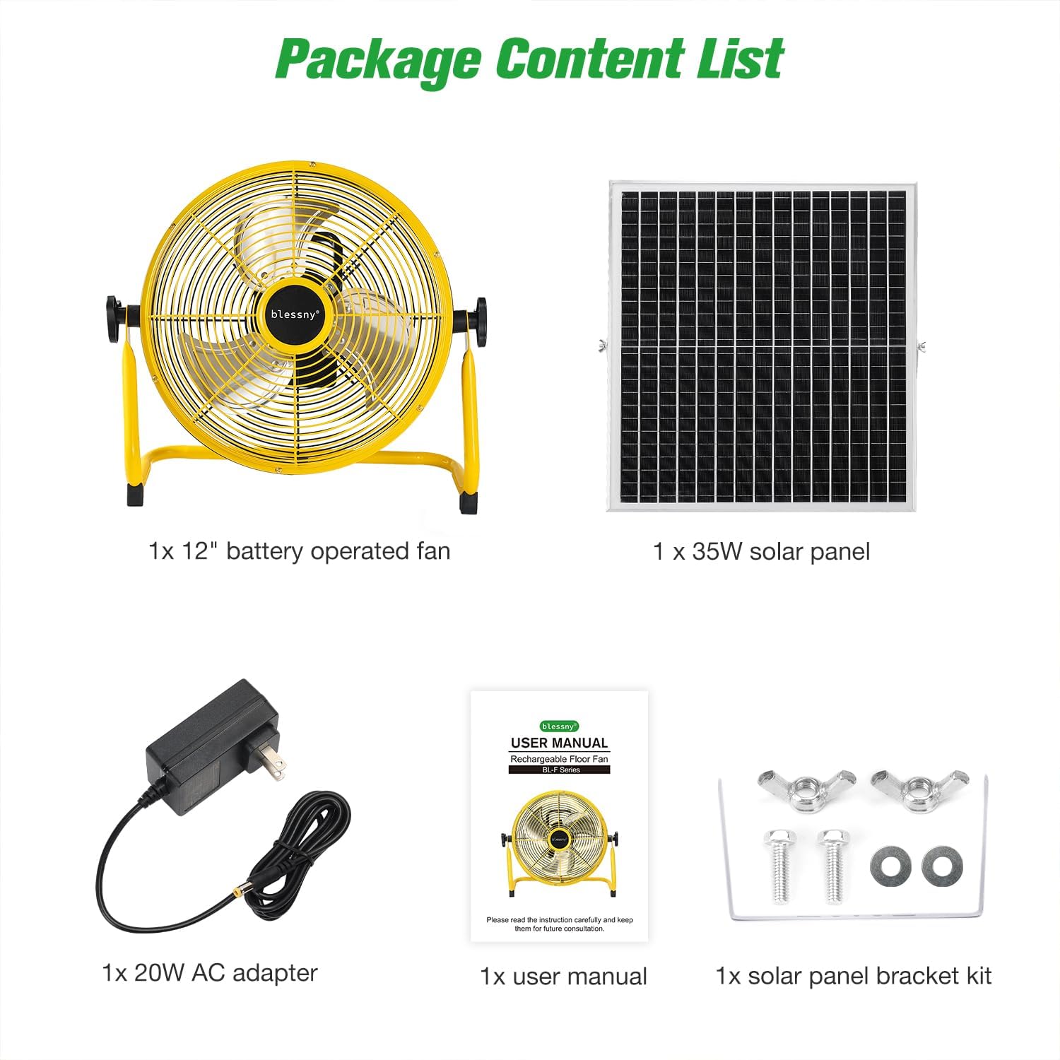 12" Solar Rechargeable Floor Fan for Home Outdoor Camping Gazebo Greenhouse Barn Poultry Pet House Cooling or Air Circulation - Image 7