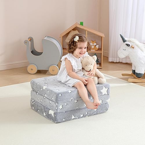 Miniatura 5 de Colchón plegable para niños, tapete plegable para siesta de niños pequeños para guardería, colchón de espuma triple, sofá futón triple con bolsa de