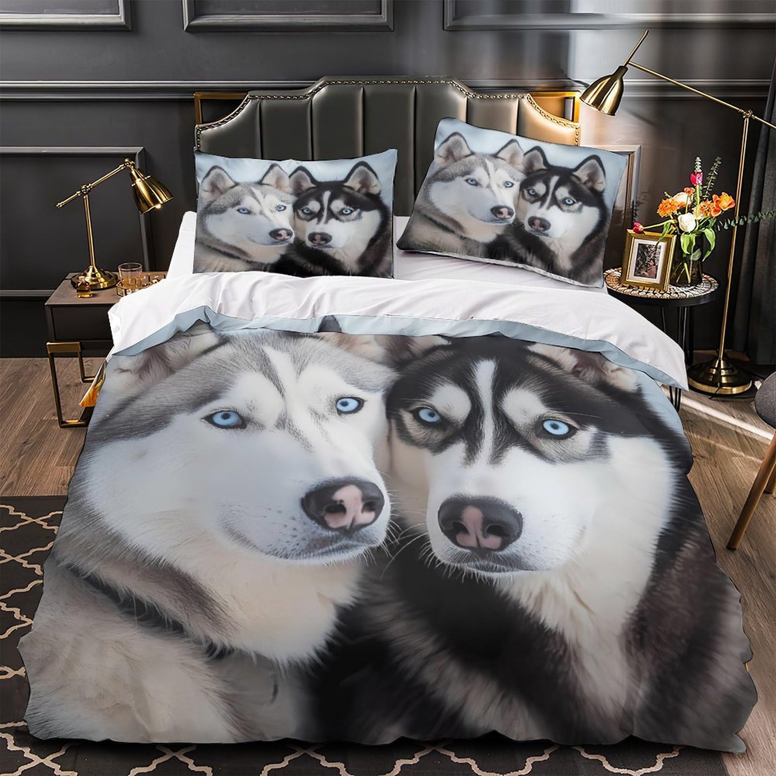 Housse de couette fermeture éclair Shiba Inu parure de lit douce 260x220cm