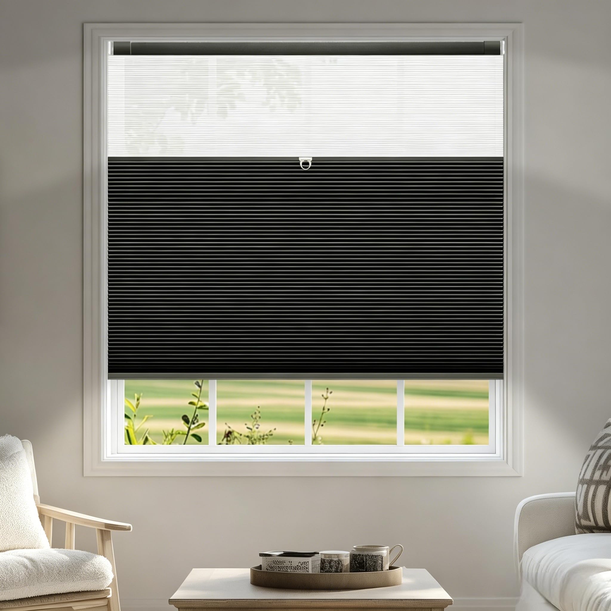 Amagenix Wabenplissee Ohne Bohren Verdunkelung, Tag und Nacht Plissee, Thermo Wabenrollo für Fenster, Flexible Lichtregulierung und Sichtschutz,Schwarz