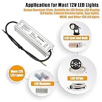 Vista 3 de PLUSPOE Controlador LED regulable impermeable de 12 V50 W, transformador de fuente de alimentación de 110 VCA a 12 VCC para luces LED al aire libre