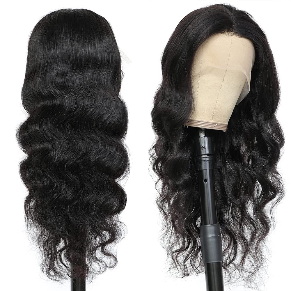 Lace Front Wigs Human Hair Body Wave 13x4x1 T Part Medium Pre Plucked Bleached Knots Brazilain Real Indian Thick High Destiny Medium Part Glueless 13x4x1 Lace Wigs Baby Hair Natural Color 16 Inch - Image 2