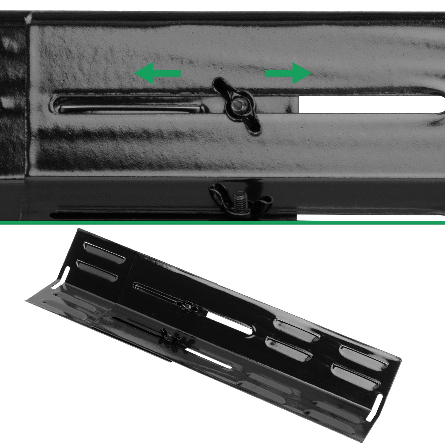 WELL GRILL Regulowana osłona palnika od 29 cm do 43 cm, rozdzielacz płomienia, szyny aromatyczne, akcesoria do Burnhard, Mayer, Campingaz, Enders i większości grilli gazowych, 6 sztuk
