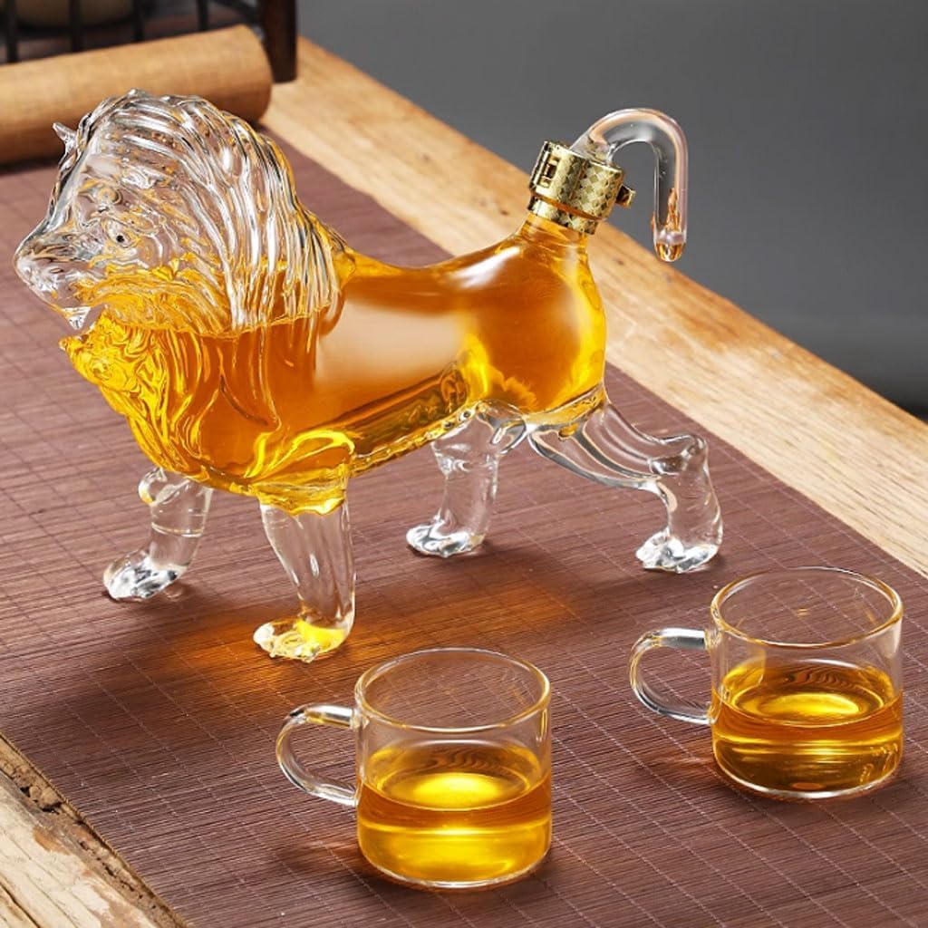 Decantador, Jarra Transparente, Capacidad De 750 Ml/1000 Ml En Forma León, Colección Casera Vino Tinto Y Bar(1500ml/50.7oz)