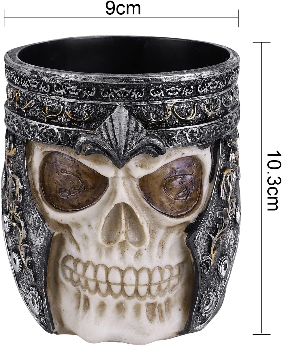 Skull Decoration Pen Pencil Holder Desk Pencil Vase Desk Ornament Makeup Brush Holder Cup Resin Skeleton Flowerpot Home Office Accessories Dressing Table Office Desk Supplies Office Organization - Image 4
