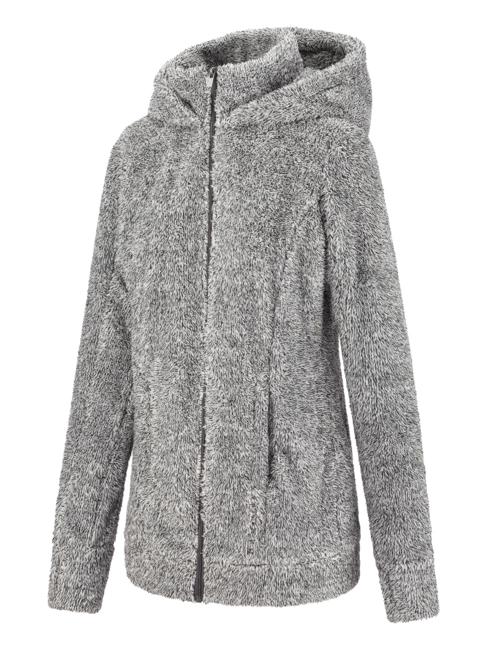 DENIMFY DFMila Veste polaire pour femme - Veste d'hiver à fermeture éclair - Veste de mi-saison - Veste d'extérieur en polaire - Col montant - Gris noir anthracite - Tailles S, M, L, XL, XXL