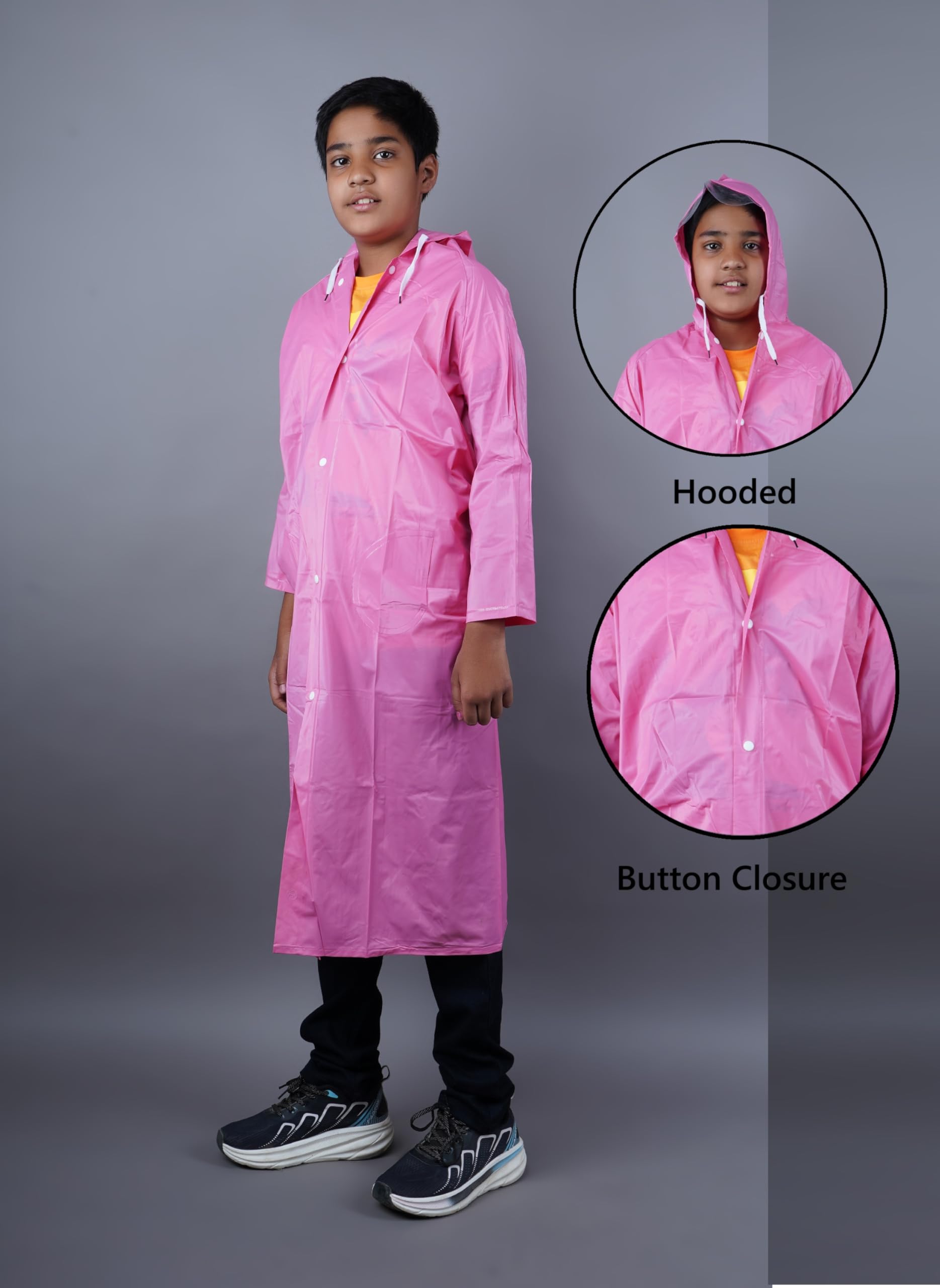 KETKAR Kids PVC Waterproof Long Raincoat School raincoat for kids Pack of 01_Pink,7-8 Years - Image 3 thumbnail