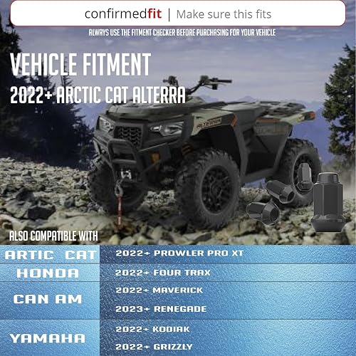 Miniatura 2 de Wheel Accessories Parts 16 tuercas de rosca M10x1.25 Bulge Bellota de 1.26 pulgadas de largo, color negro, hexagonal de 0.551 in para Artic Cat