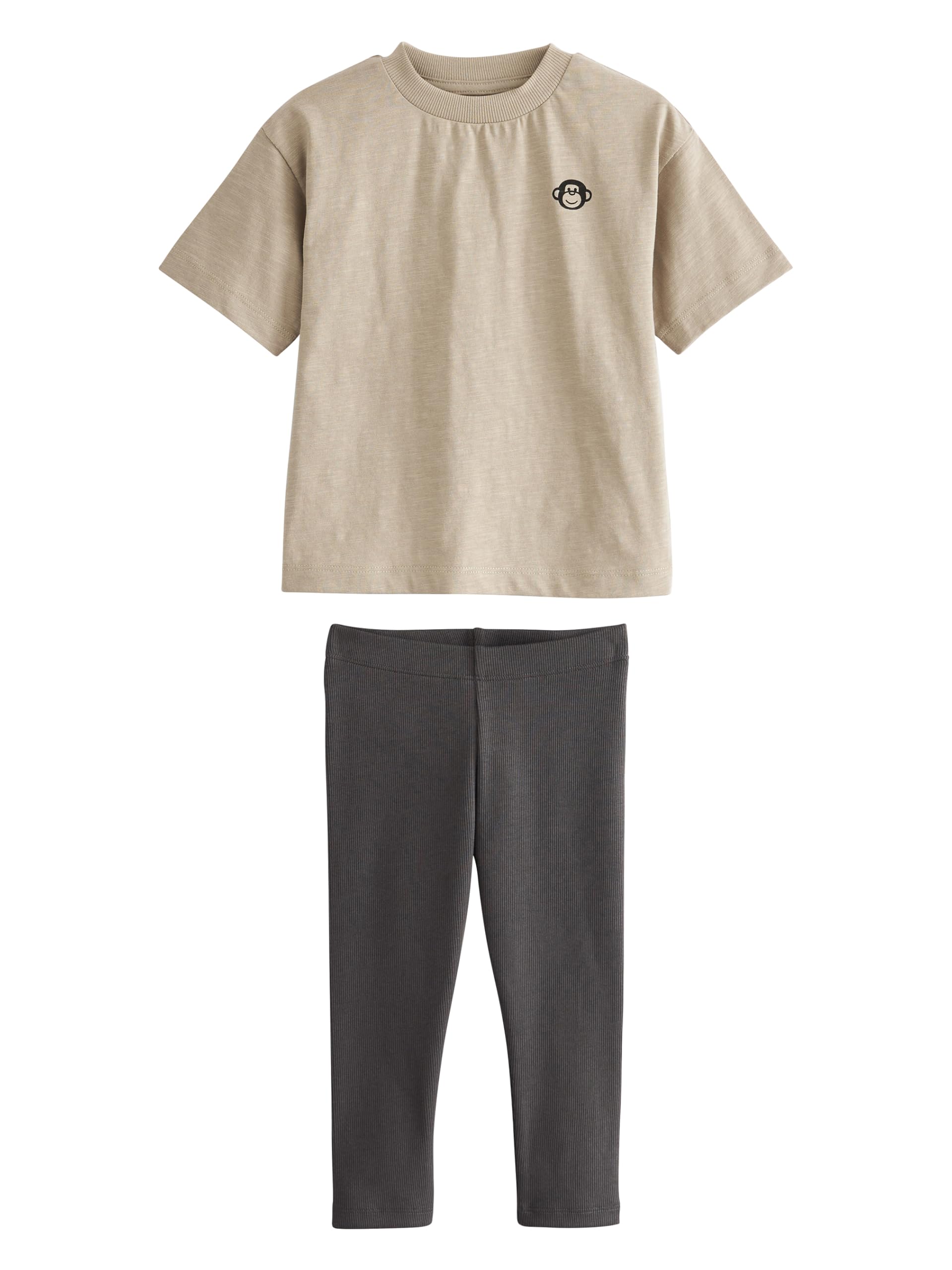 NEXT Niños Conjunto de camiseta de manga corta y leggings 100% algodón Neutral Oversized 18 Meses-​24 Meses