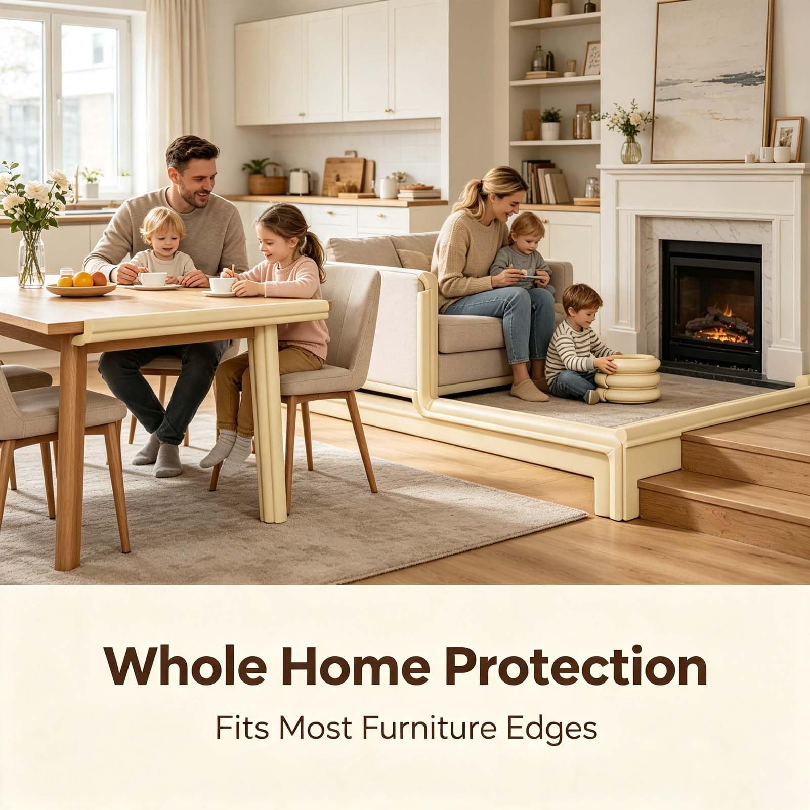 Tira Parachoques para Muebles Y Mesas, Protector De Esquinas, Protector De Bordes De Espuma, Antigolpes, Cinta De Doble Cara, Flexible, Suave, Elástica, Fácil De Cortar