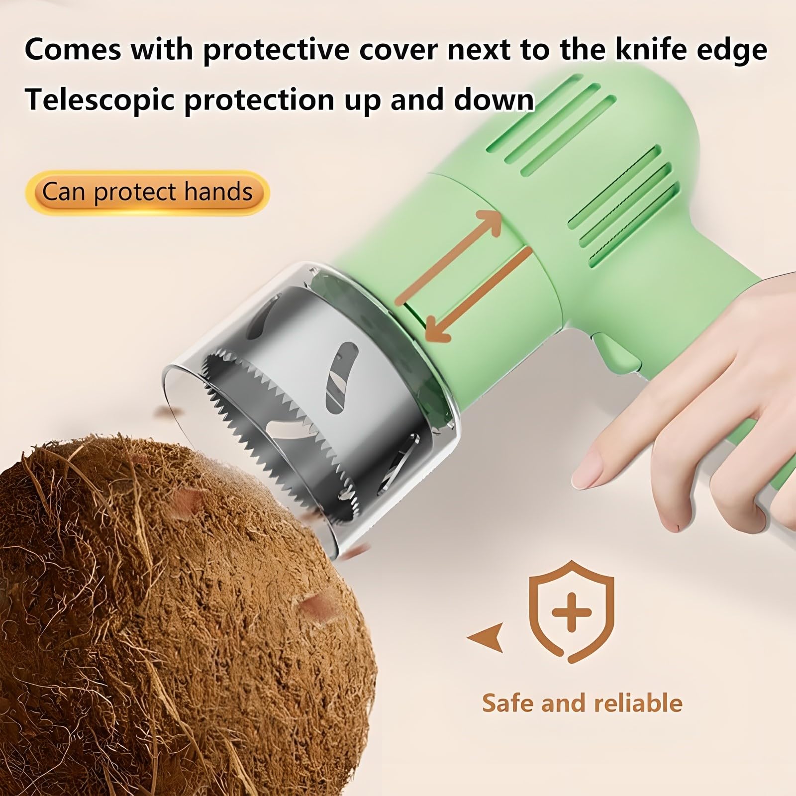 Ouvre-Noix de Coco Électrique, Outil Portable en Acier Inoxydable avec Grattoir, Diamètre D'ouverture 6 Cm, Facile Ouvrir, pour Magasin Et Restaurant