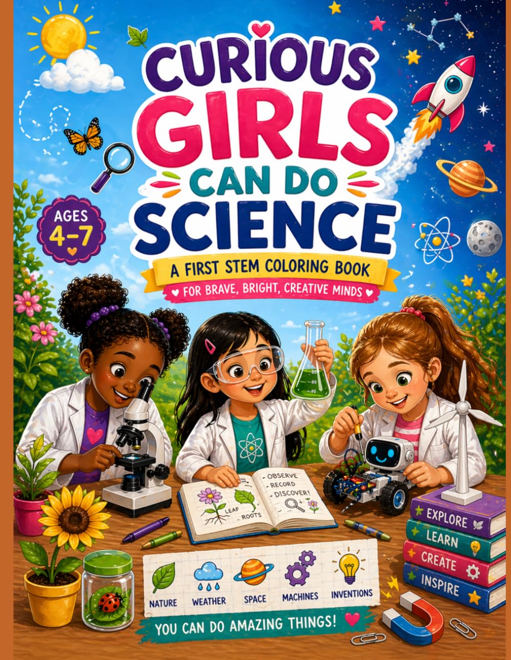 Curious Girls Can Do Science: A First STEM Coloring Book for Brave, Bright, Creative Minds (Girls in STEM Discovery Library)