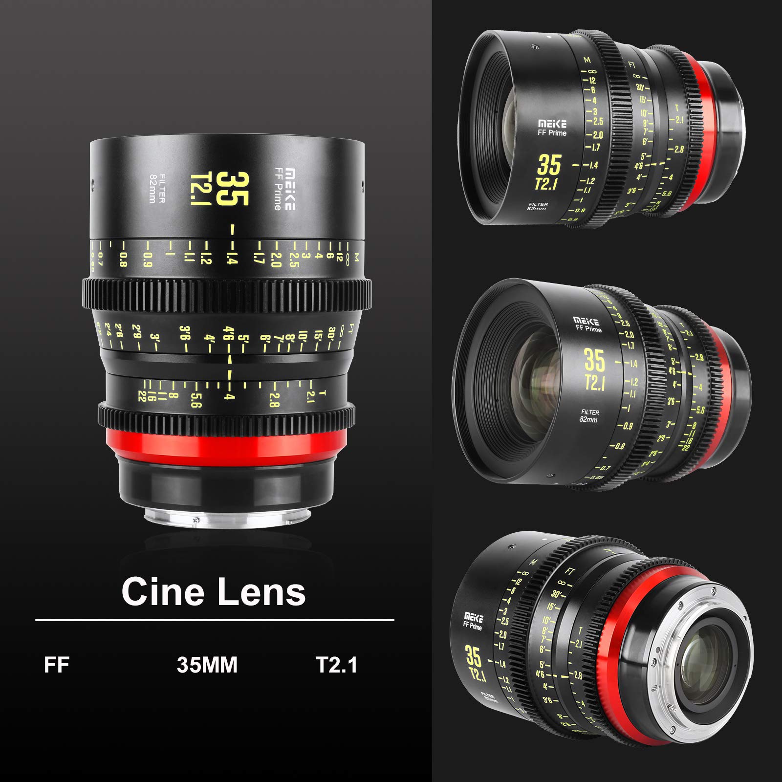 Obiettivo Fotocamera Meike 35mm T2.1 Manuale 6K Per Canon EOS C500 - Dettaglio