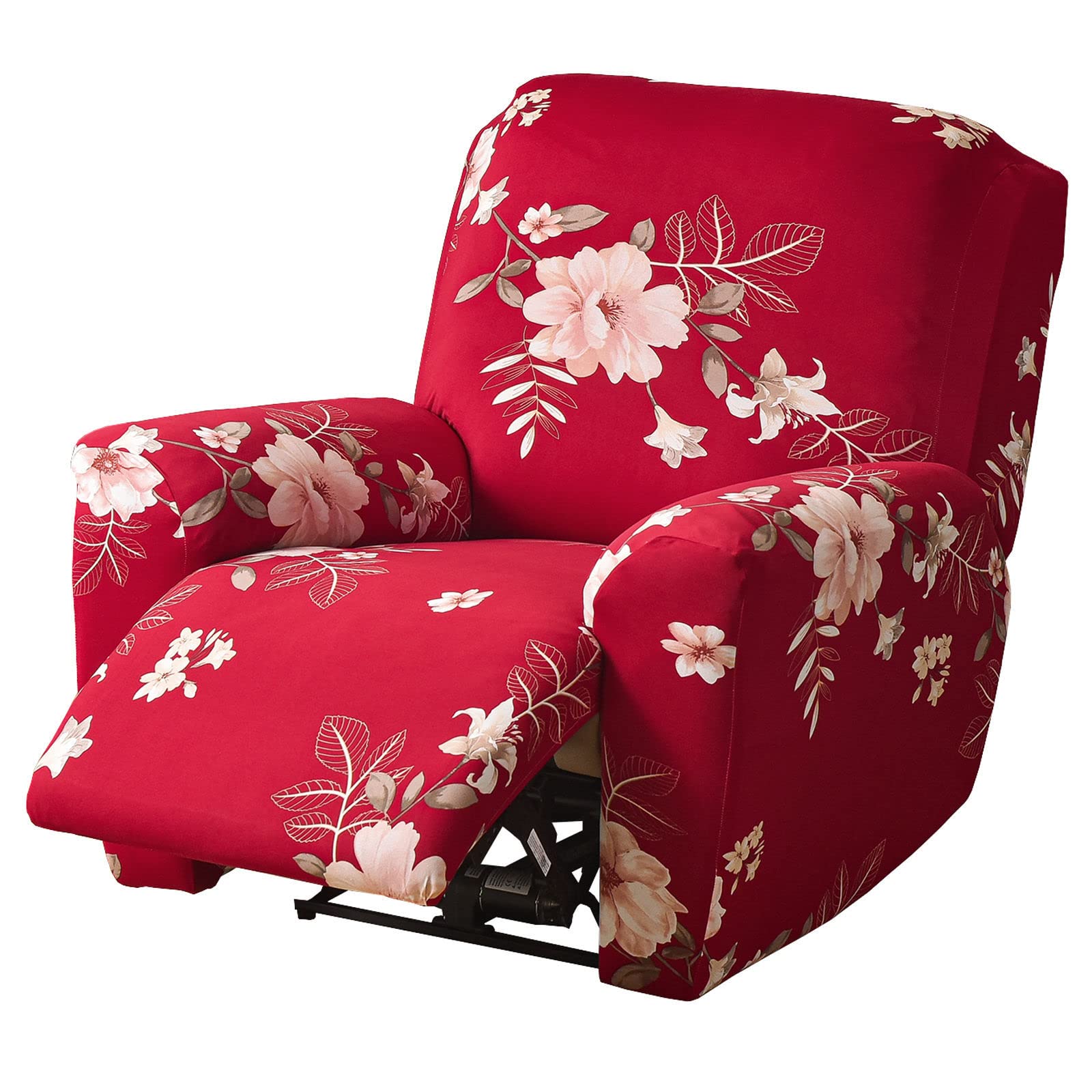JHLD 1/2/3 Seater Stretch Recliner Cover, Printed Recliner Chair Cover With Side Pocket Machine Washable Recliner Slipcovers Recliner Protector For Living Room-O-1 seater