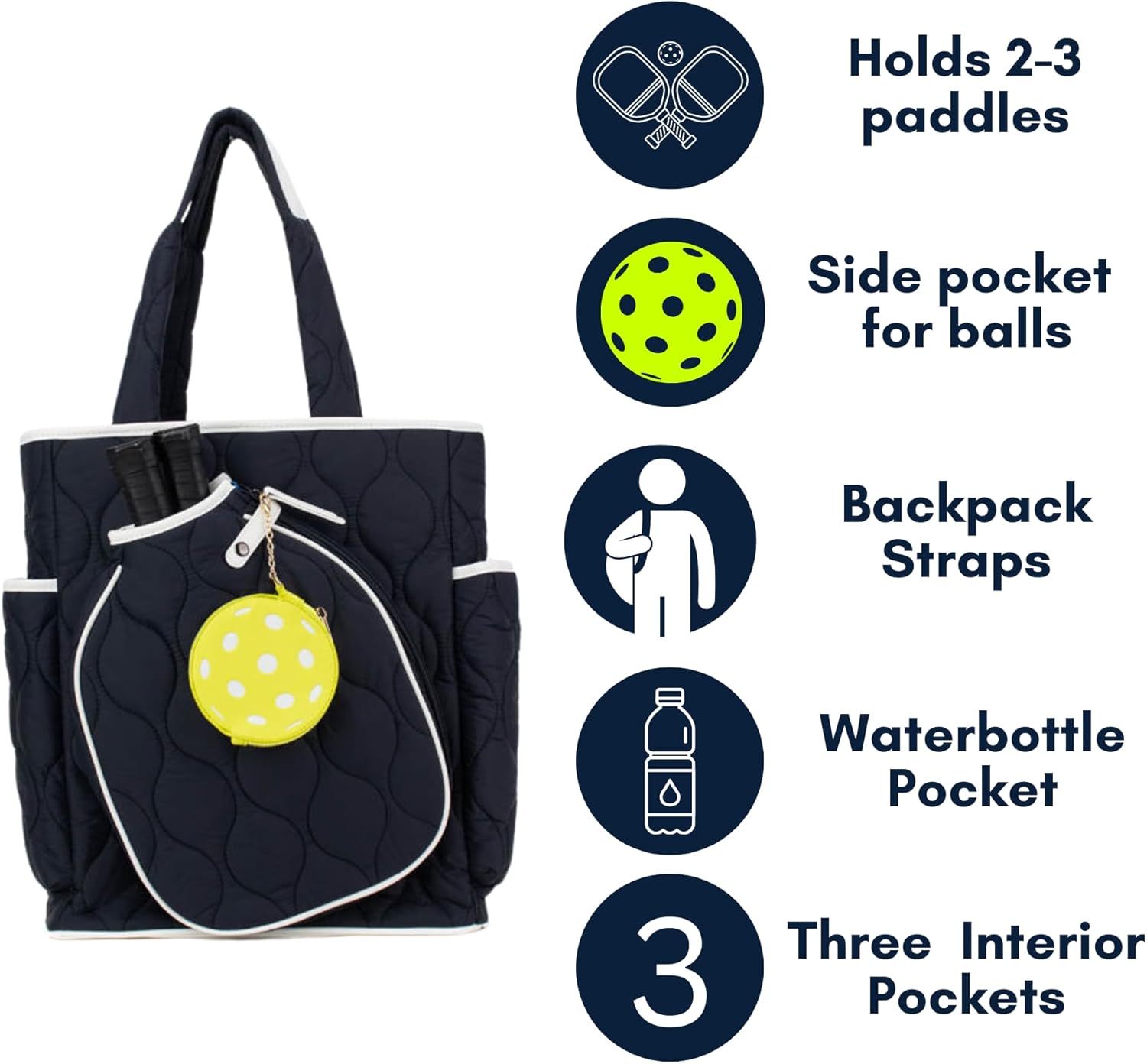 5th Ave Large Capacity Pickleball Bag and Convertible Tote Backpack for Women