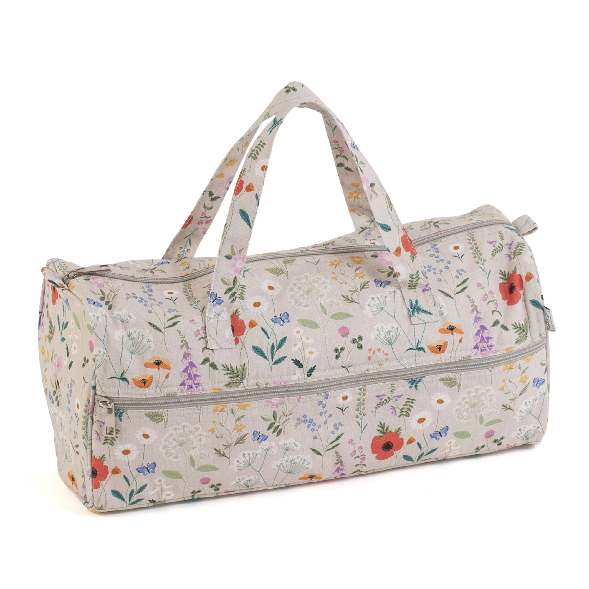 Hobby Gift Wildflowers Knitting Bag - Large Yarn Holder Wool Storage Bag - Zipper Compartment For Up To 40Cm Knitting Needles, Crochet Hooks And Accessories - 16.5 X 45 X 19.5Cm