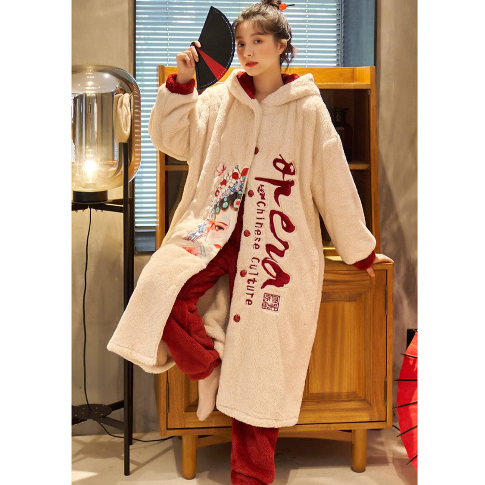 Comfortabele badjas voor dames, katoenen loungewear flanellen badjas met rits aan de voorkant gewaden volledige lengte badjas flanellen gewaden winter warme huisjas nachtjapon nachtkleding pyjama Comfortabele badjas voor dames, katoenen loungewear flanellen badjas met rits aan de voorkant gewaden volledige lengte badjas flanellen gewaden winter warme huisjas nachtjapon nachtkleding pyjama