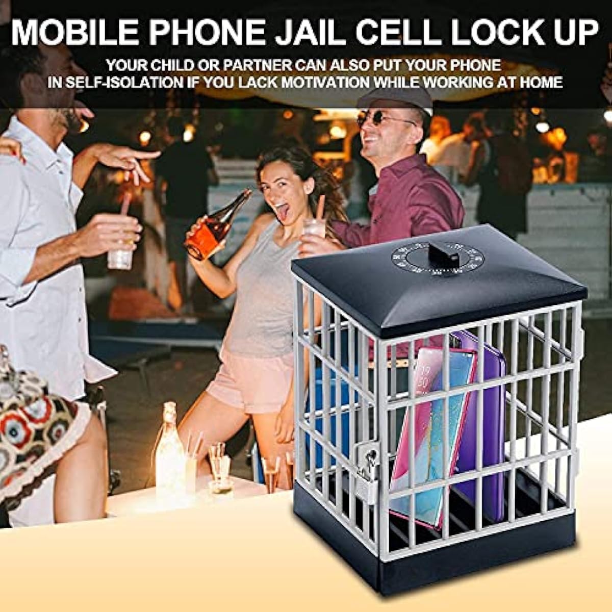 Cage de prison pour téléphone portable avec minuteur, boîte de rangement en métal avec clé, pour garder vos amis, votre famille et vous loin des smartphones