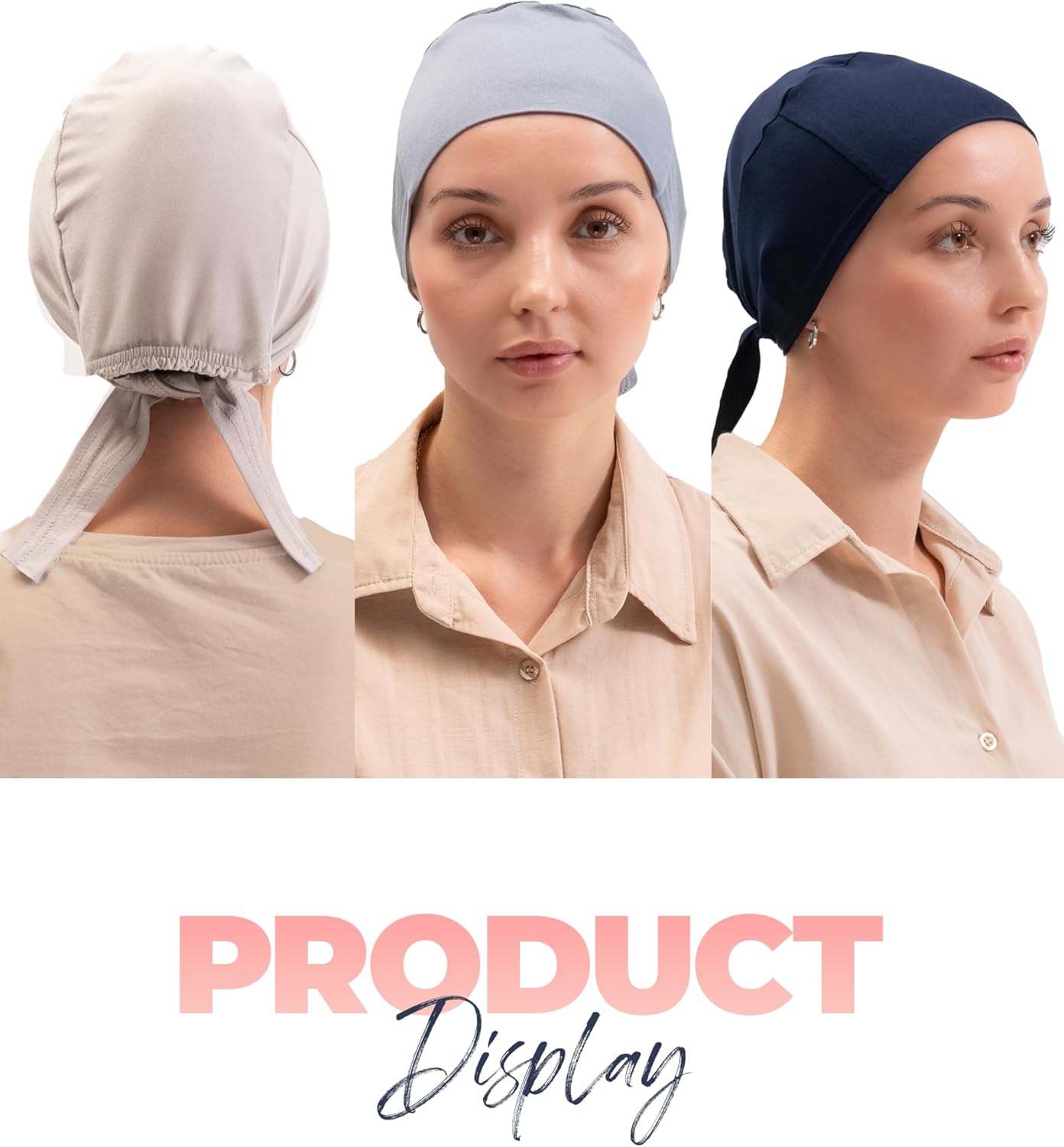 FabNest Women Hijab Undercap Islamic Muslim Under Scarf Hats Bonnet with Tie Back Non-Slip Breathable and Snug-Fit - Image 2