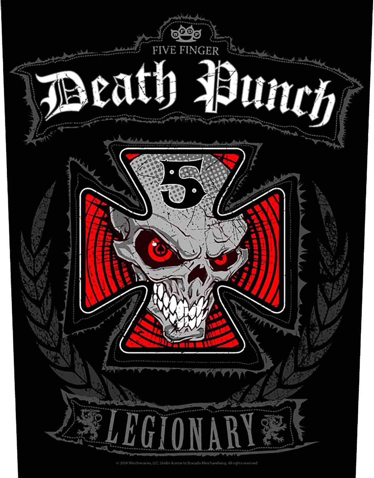 Five Finger Death Punch Unisex Black Back Patch Legionary Band Logo Official 36Cm X 29Cm One Size