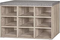 Vista 16 de DINZI LVJ Banco para zapatos, organizador de zapatos de 9 compartimentos para entrada, banco de almacenamiento con cojín, estante para zapatos