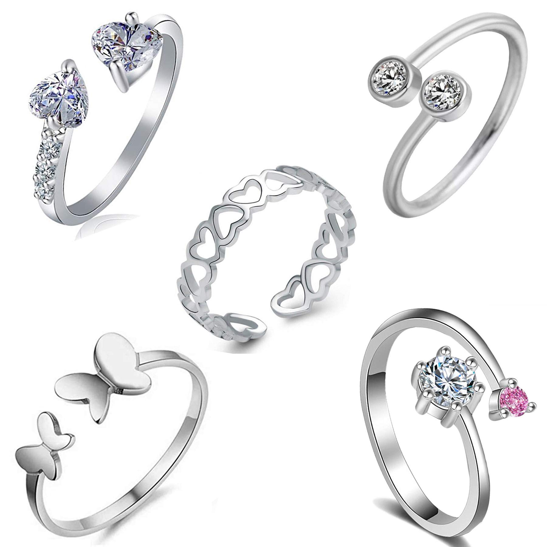 Om Jewells Valentine All Heart Collection Combo Of 5 Adjustable Rings Embellished With Cz And Crystal Elements Crafted For Girls And Women CO1000200 (B07MPZG6JV) Amazon Price History, Amazon Price Tracker