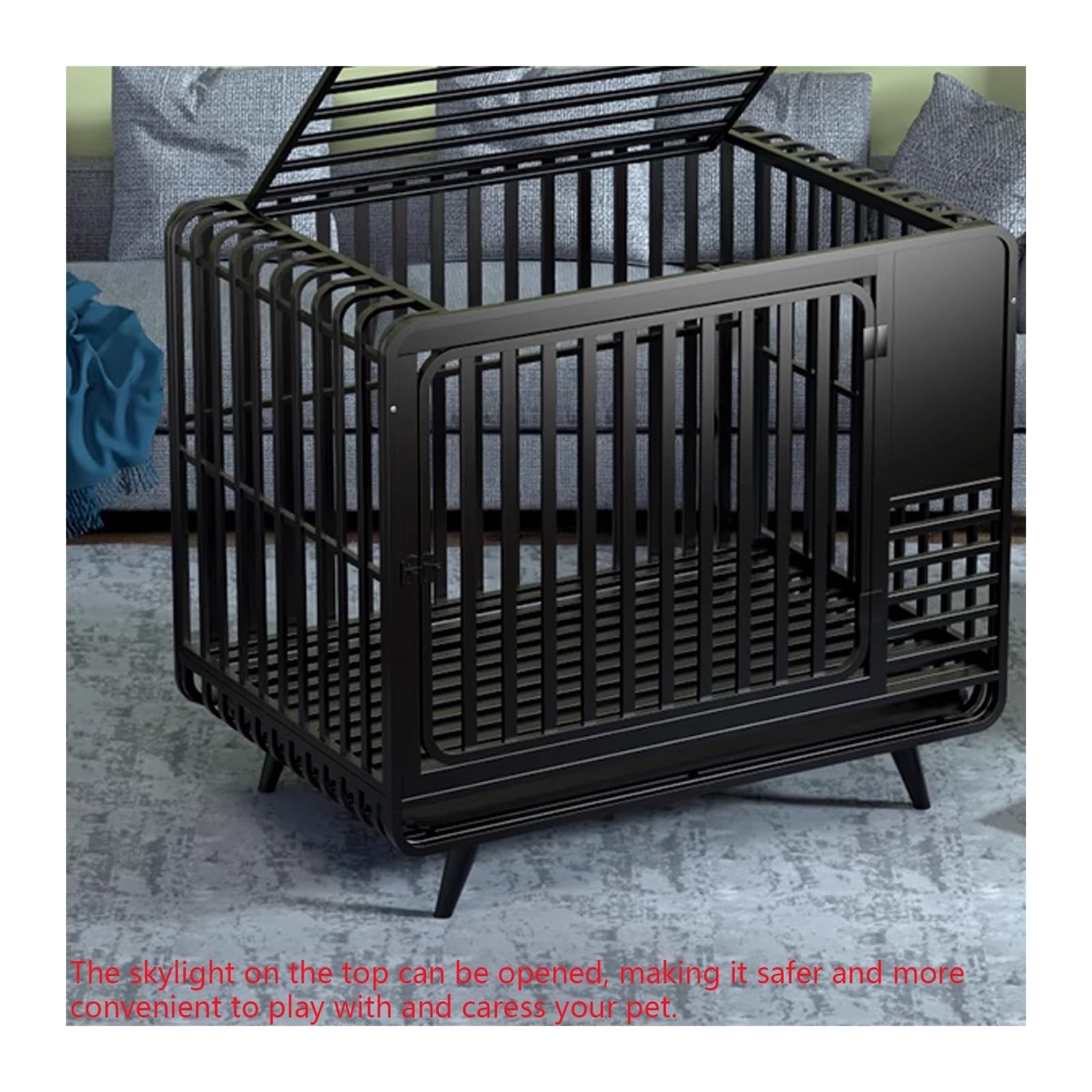 Skrzynia dla psa Dog Cage For Medium and Large Dogs Pet Indoor with Toilet Separation Fence Home Dom dla psa(Czarny,Średni)