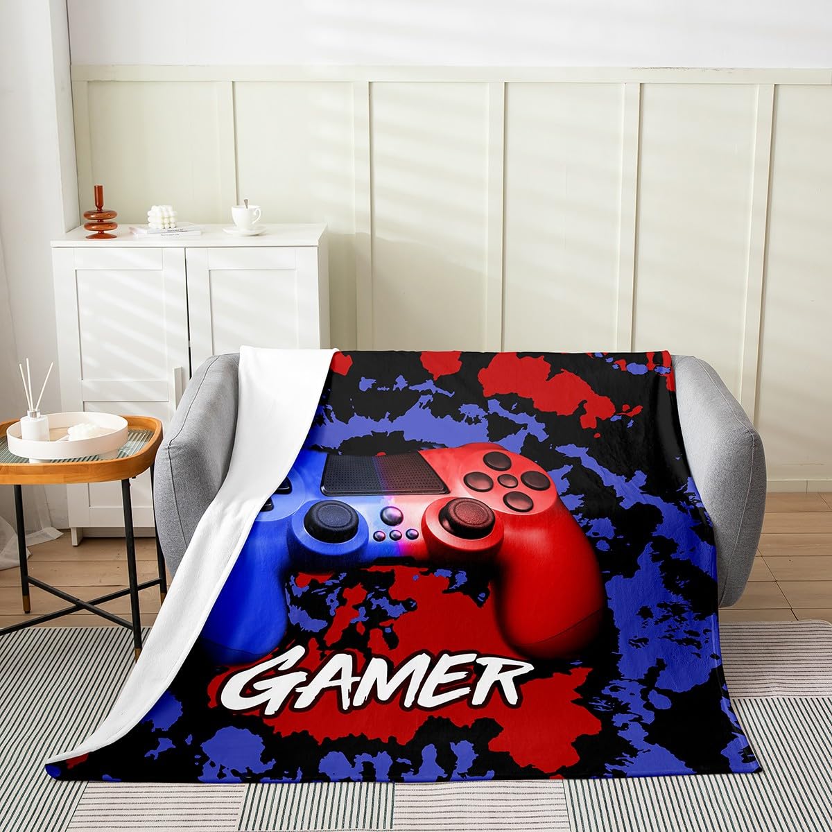 Loussiesd Coperta in pile per letto e divano, gioco per videogiochi, giochi per bambini, per tutte le stagioni, gioco e controller di gioco, coperta in peluche, 200 x 200 cm