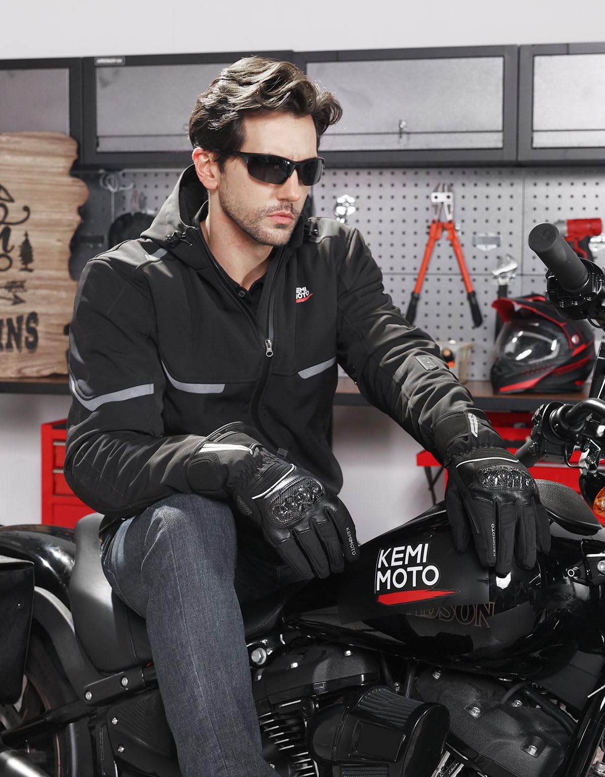 KEMIMOTO Winter Motorradhandschuhe, wasserdichte und Winddichte Motorradhandschuhe, Verschleißfeste Handschuhe mit Kohlefaserschale,Touchsreen Winter Thermo Handschuhe für Motorradfahren, Skifahren