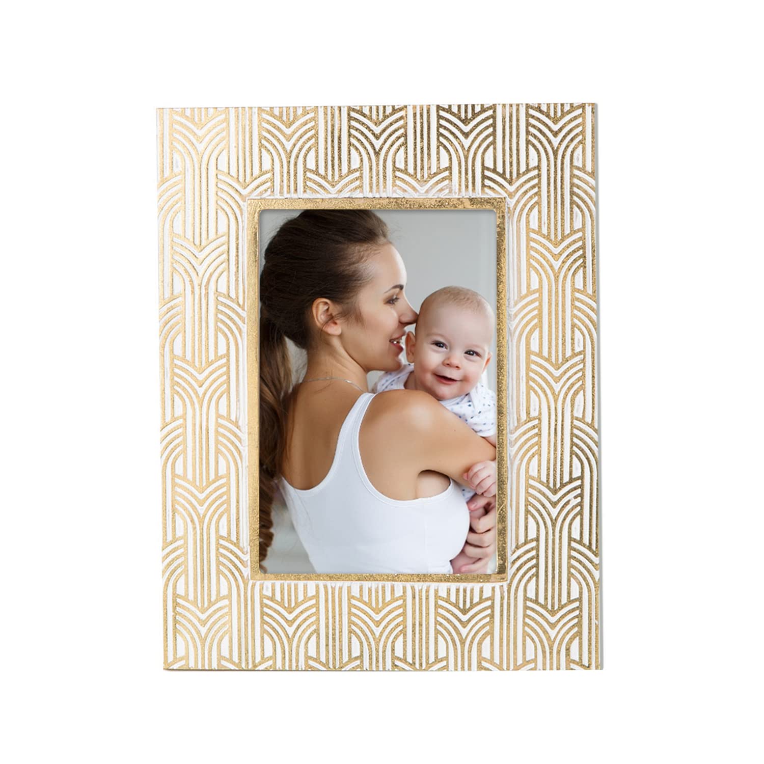 Kimdio 4x6 Picture Frame Resin Table Gold Photo Frames Rustic Frame with High Definition Glass for Wall or Tabletop Display
