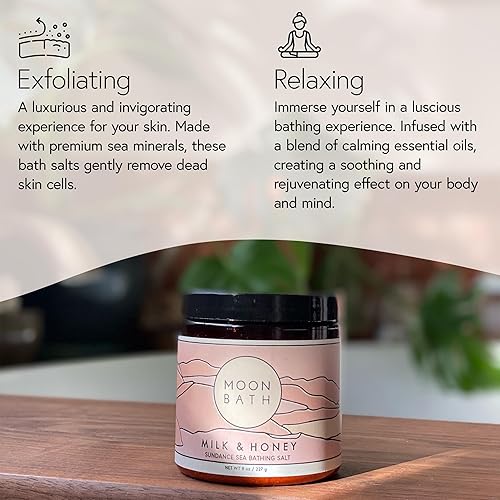 Miniatura 6 de Moon Bath Milk + Honey Sundance - Sales de baño marinas | Exfoliante corporal y baño con aceite esencial de incienso, bergamota y lavanda. Relájate,