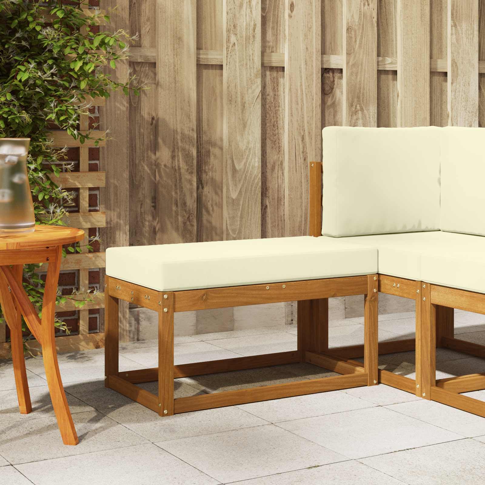 vidaXL Banco de Exterior Madera de Acacia Sólida Natural y Crema