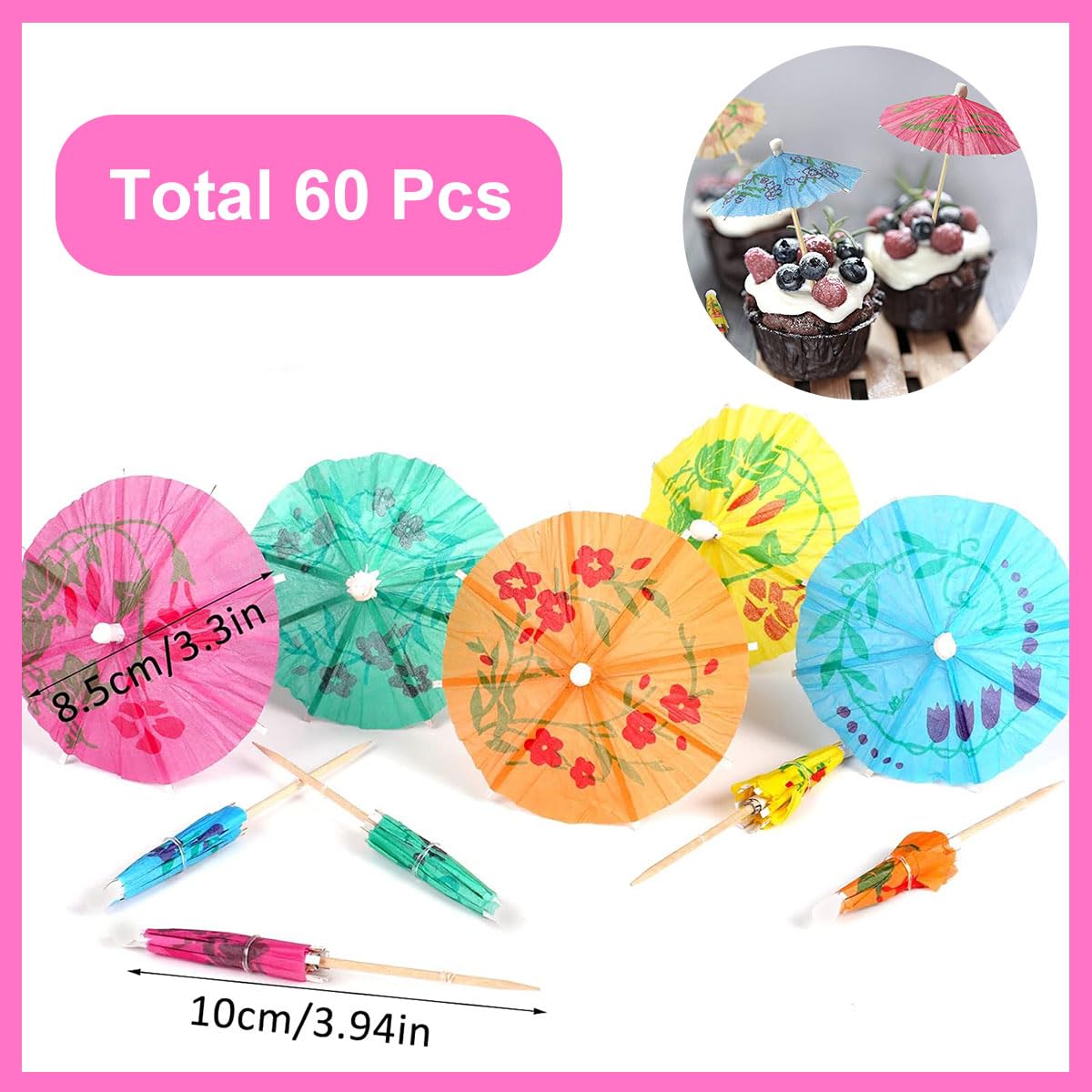 60 Pièces Parapluie De Cocktail Brochettes De Cocktail Pour Barbecue