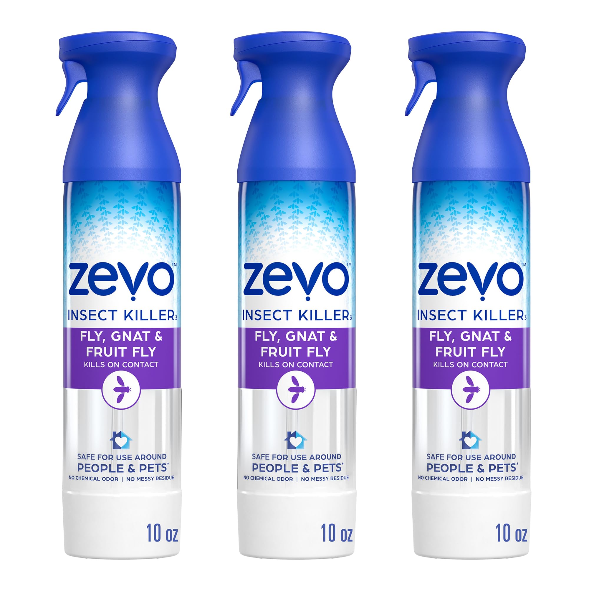 Zevo Flying Insect Bug Spray: Aerosol Spray Kills Fruit Flies, Gnats, Mosquitoes and Moths - for Indoor and Outdoor Use (3 Bottles)