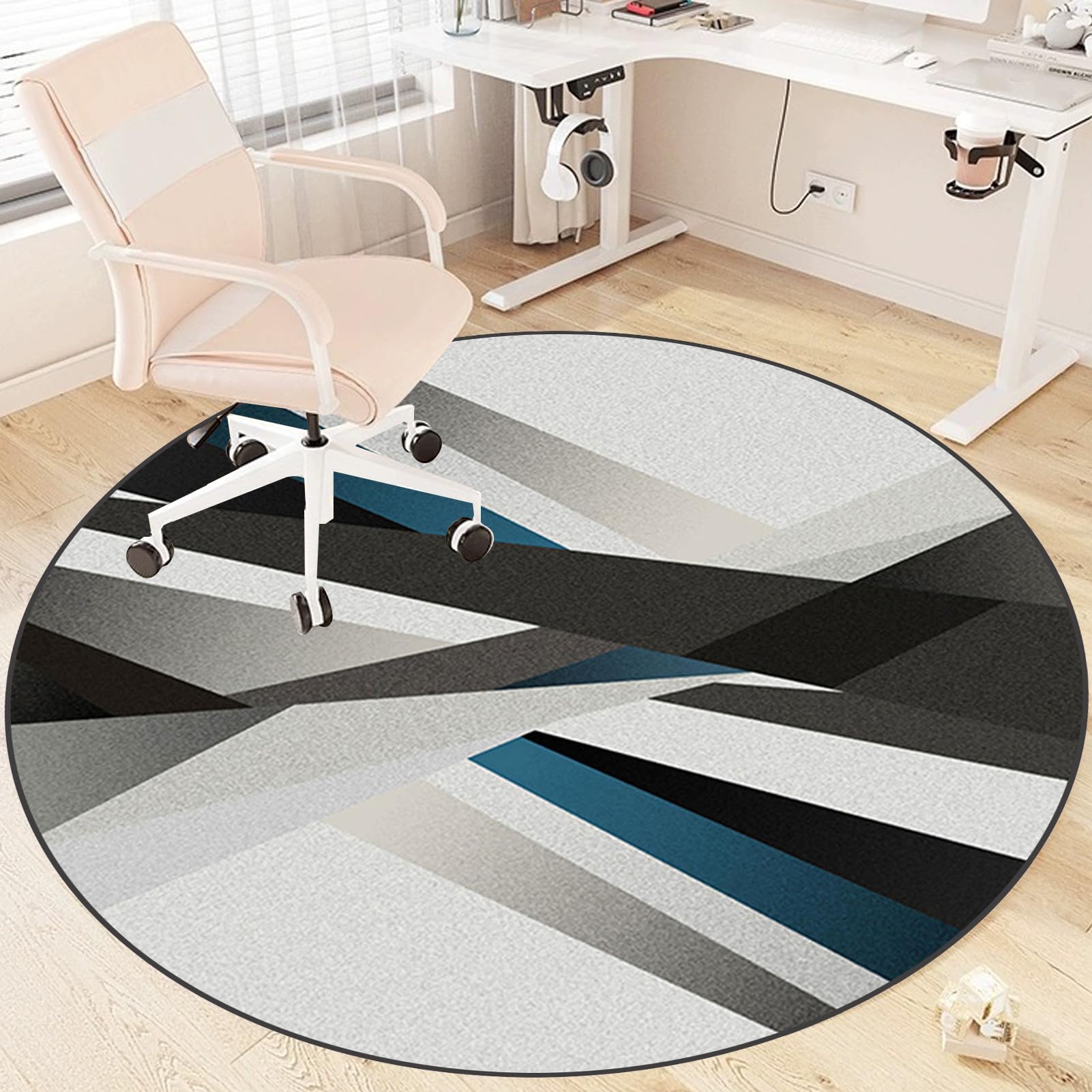 Alfombra Protector Suelo Silla Ruedas, Alfombra Silla Gaming, Alfombrilla para Silla de Oficina, Tapete de protección de Madera/baldosas, Redondo Protector Suelo Silla de Escritorio 110 cm