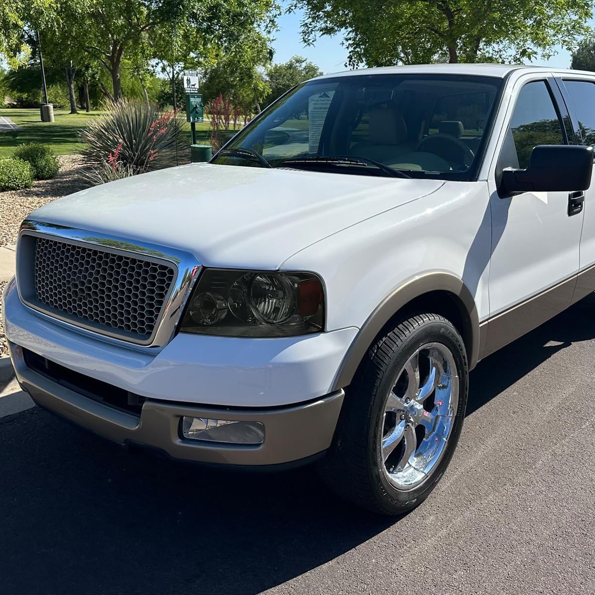 SPEC-D TUNING Smoke Headlights Compatible with 2004-2008 Ford F150 2006-2008 Lincoln Mark LT L+R Pair Head Light Lamp Assembly