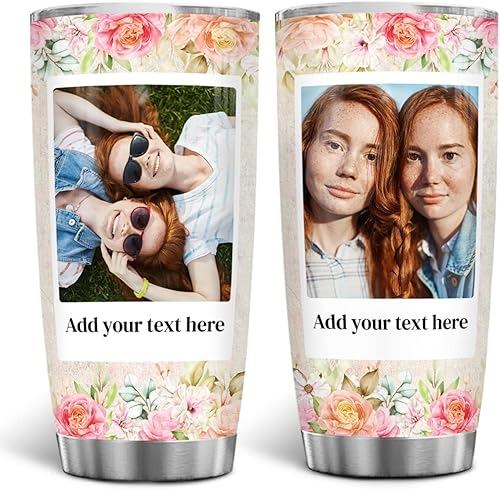 Magizak Vaso personalizado para fotos con texto e imágenes de acero inoxidable de 20 onzas 30 onzas taza de viaje para café regalos para papá mamá