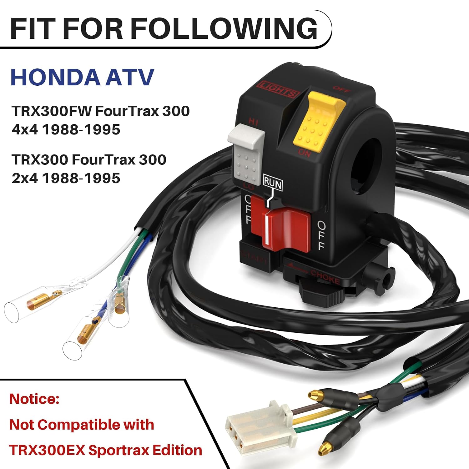 35200-HC4-004 Start Stop Switch Button Left Handlebar Headlight Light Kill Control Switch Compatible with Honda FourTrax 300 TRX300 TRX300FW 35200-HC5-000 35200-HC5-010