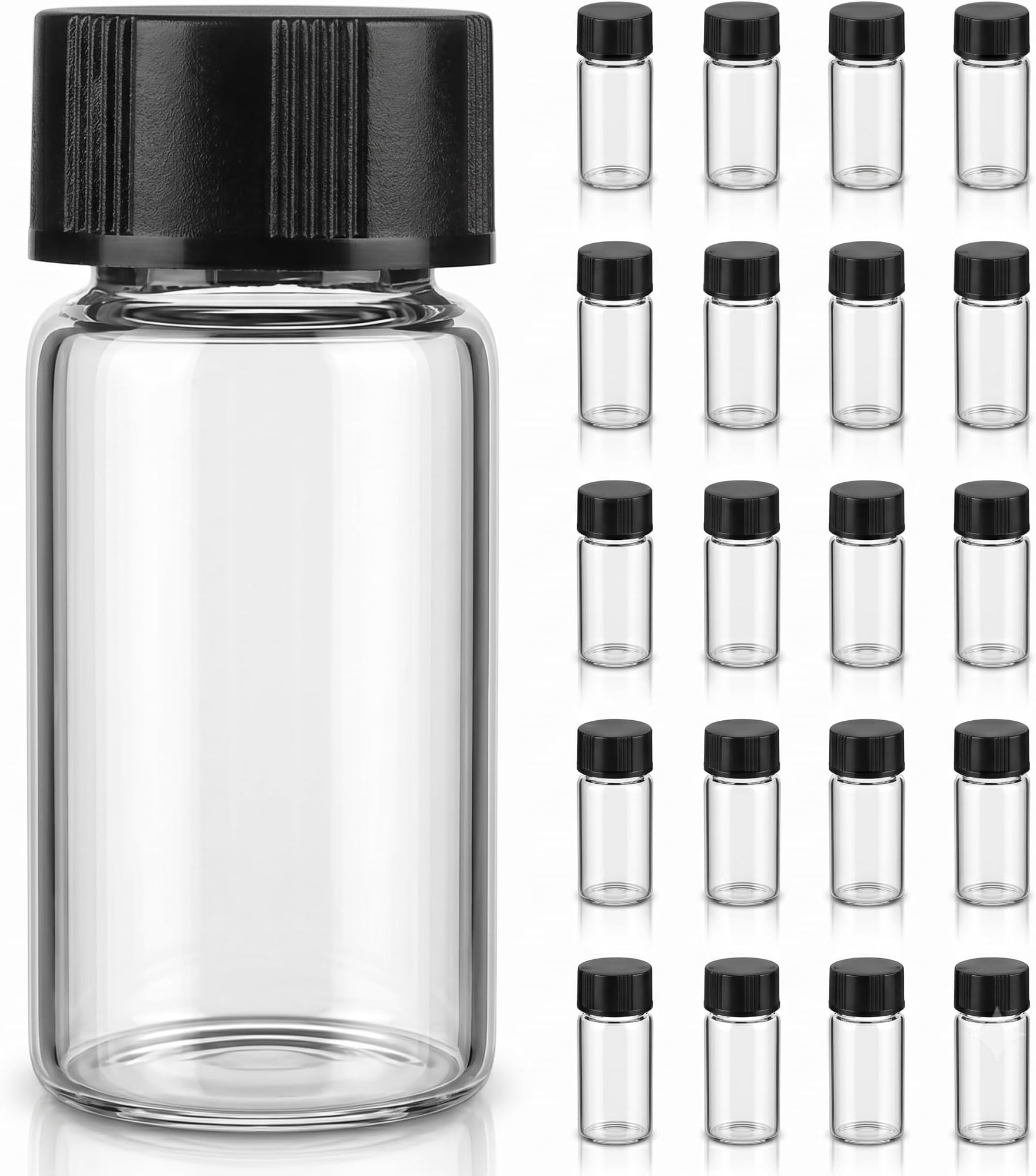 Hemobllo 100Pcs 5Ml Glass Sample Vials with Screw Caps Transparent Small Liquid Sample Bottles for Lab Science Essential Oil Storage