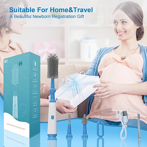 Miniatura 7 de Electric Bottle Brush Cleaner Set, Waterproof Electric Baby Bottle Brush with 4 Piece Silicone Brush for Bottle,Pacifier,Straw, Multifunctional