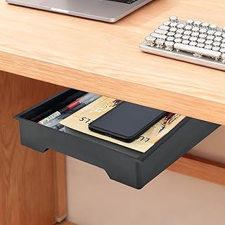 Under Desk Drawer Organizer, Attachable Slide Out Storage Drawers, Hidden Desktop Organizers, Self-Adhesive Table Storage Accessories for Home Office and School