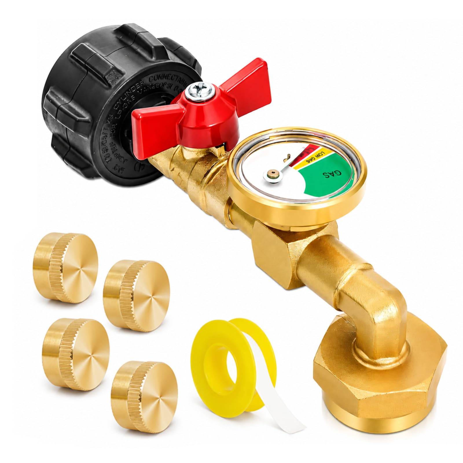 Adapter do napełniania propanu do zbiorników 0,5 kg, adapter propanu, konwerter 9,1 kg na 0,5 kg, z zaworem pomiarowym, adapter kolankowy do napełniania propanu, do grilla, kuchenki, kempingu, zawiera