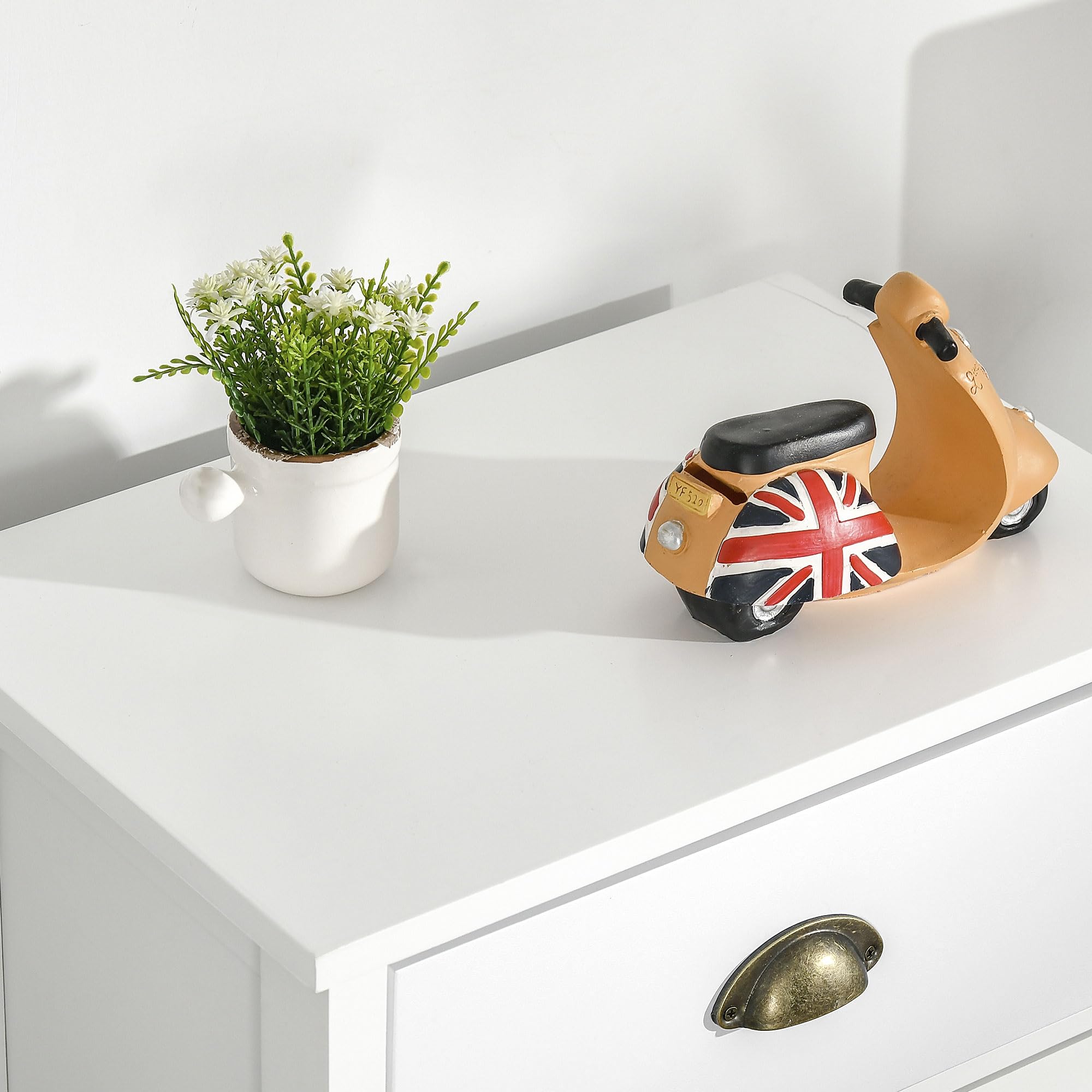 HOMCOM Chiffonnier Commode 5 tiroirs 45L x 30l x 95,4H cm Multicolores | Meuble de Rangement, Poignée Métal Coquille, MDF