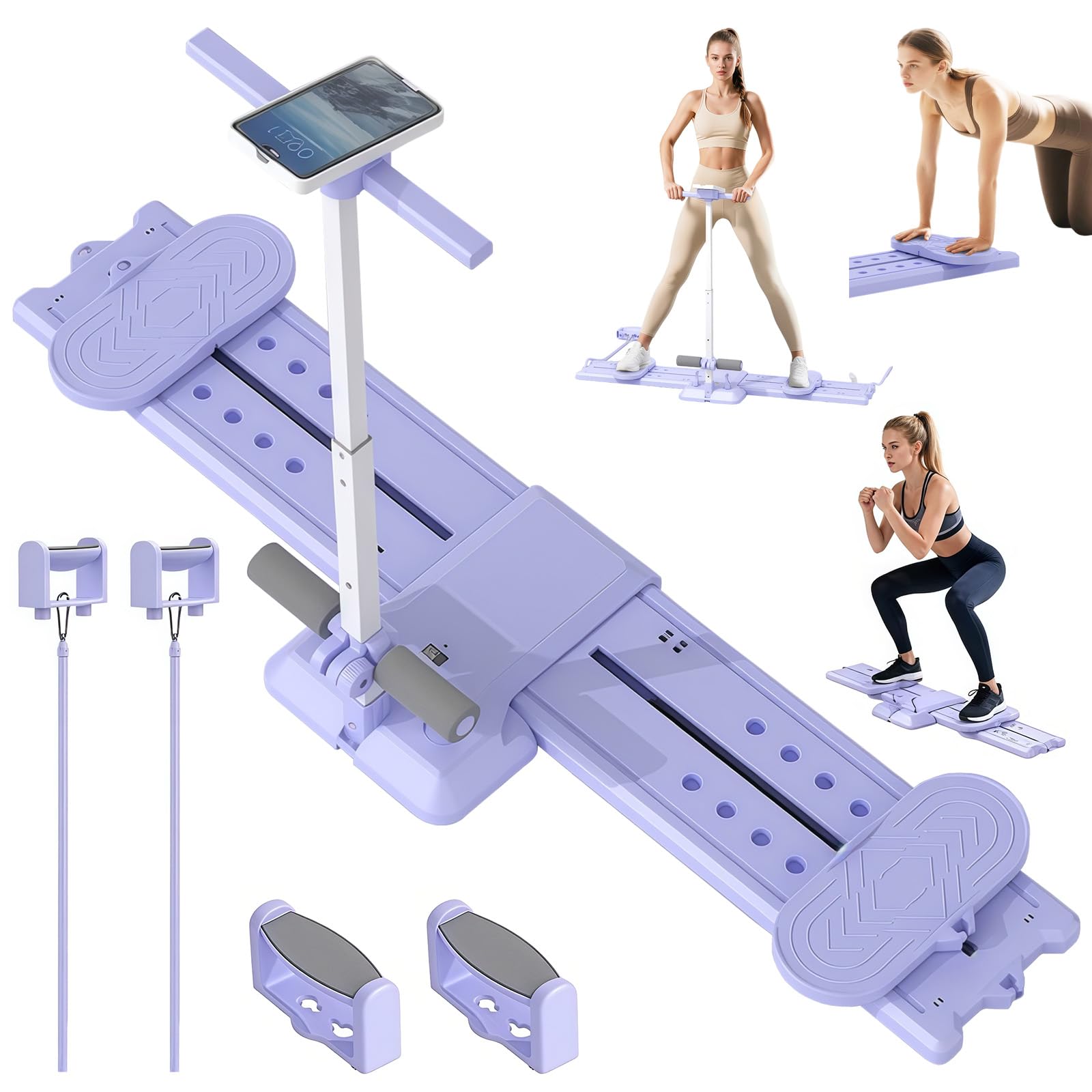 5-in-1 Ski-Maschine, Ski Trainer, Ski Simulator, Klappbarer Beintrainer, Figurformung Cardio Fitnessgerät für Zuhause, Pilates Reformer Board für Körperskulptur, Core, Gesäß und Armtraining