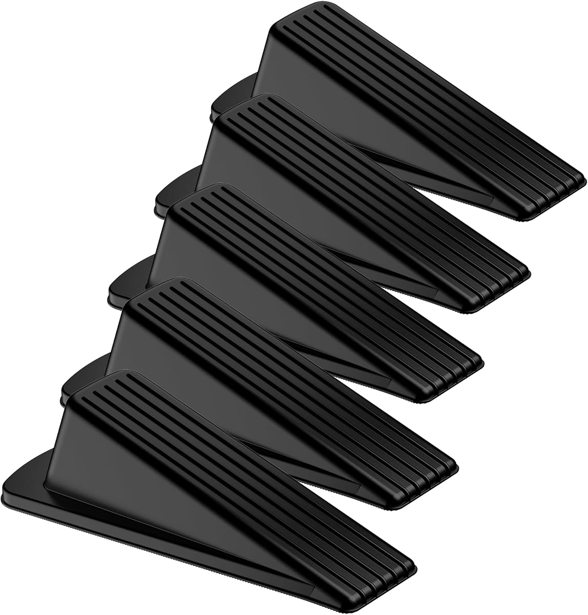 Crosize 5 Pack Door Stoppers for Bottom of Door, Rubber Door Stops | Premium Rubber Door Stops, Sturdy Wedge for Carpet, Tile, Concrete, Wood, Door Holder for Heavy Duty Door, Black