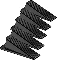 Crosize 5-Pack Rubber Door Stoppers - Heavy Duty Non-Slip Wedges for Carpet, Tile, Concrete, Wood Floors - Secure Door Holders, Black