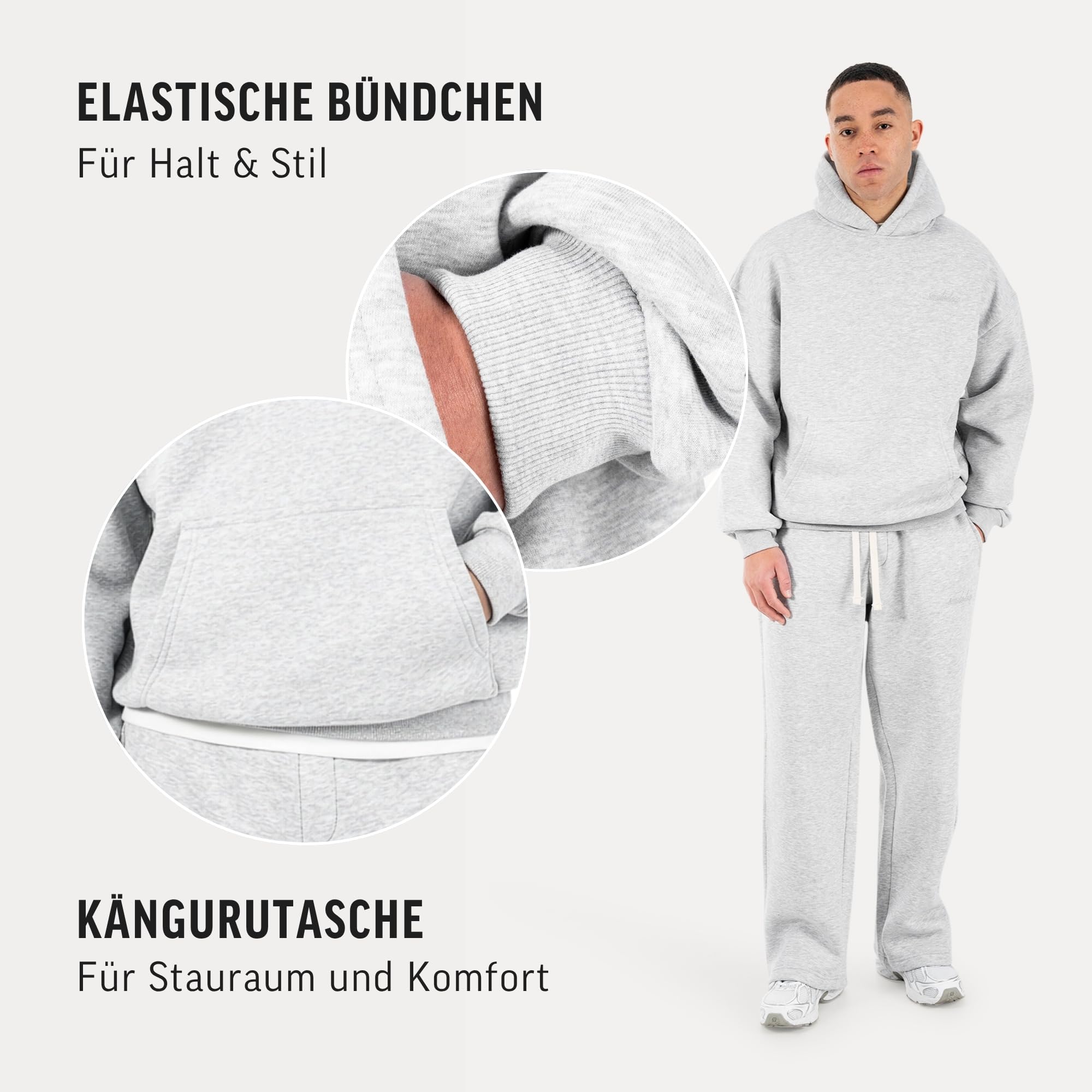 SMILODOX Hoodie Herren Kaleo, Oversize Kapuzenpullover mit Logo-Stickerei Brust & Rücken, Tunnelzug Kapuze, Kängurutasche, Rippbündchen, Urbaner Sweatshirt Style, ideal für Gym & Freizeit